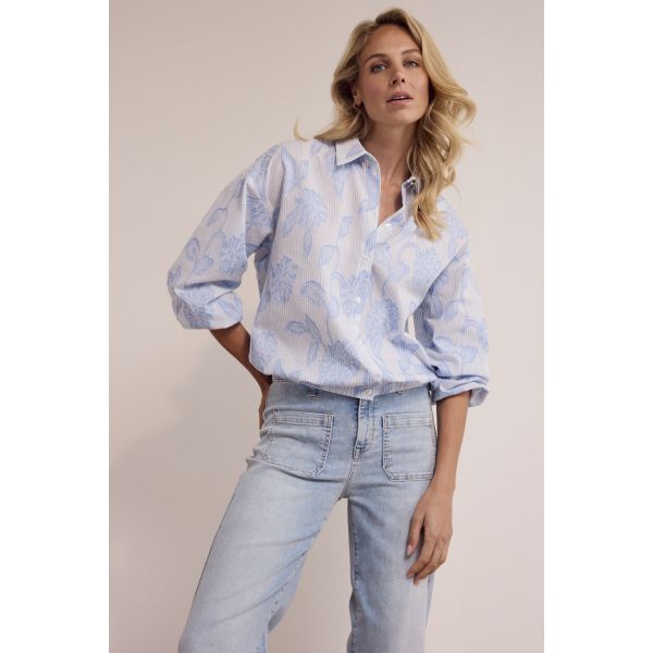 Tramontana print blouse breezy blue O12-19-301