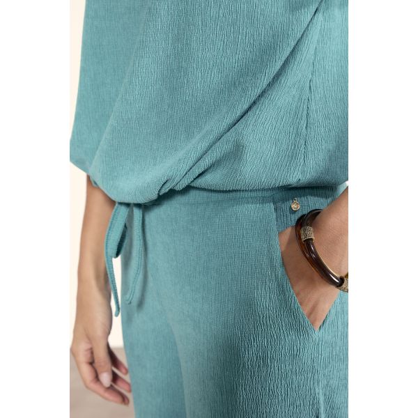 Tramontana crinkled broek aqua blue K01-20-101