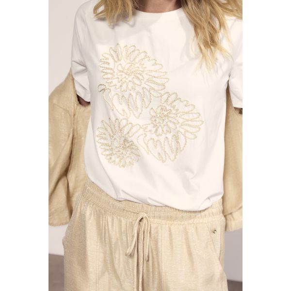 Tramontana embroidered shirt off white C44-20-401