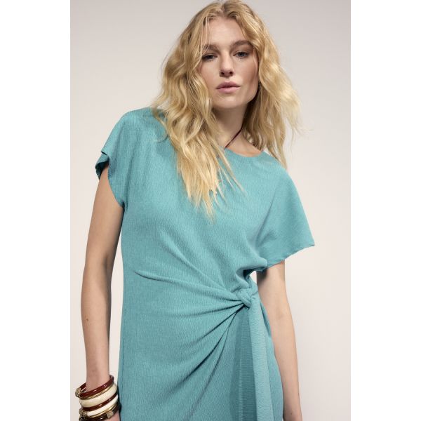 Tramontana crinckled dress aqua blue K01-20-501