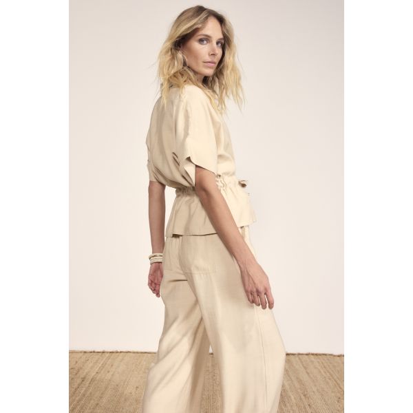 Tramontana blouse met rits pebble C30-20-301
