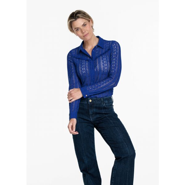 Tramontana kanten blouse bright blue C15-09-401