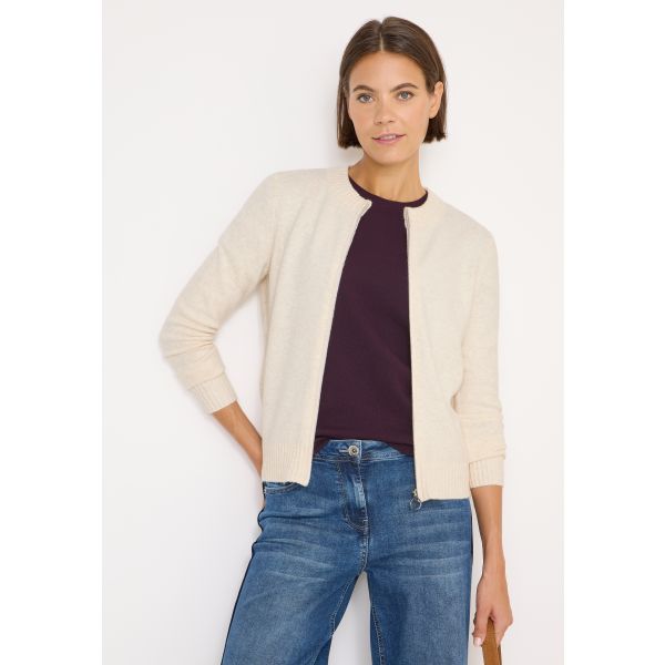 Cecil fijn brei vest oat milk beige  253979 16835