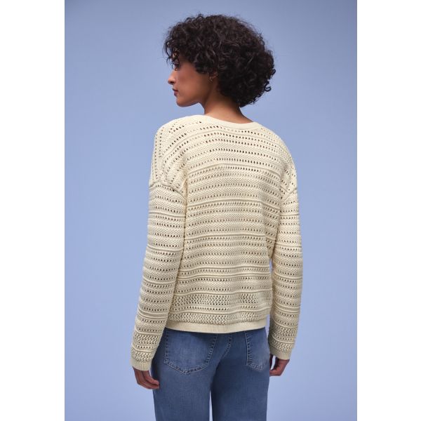 Street One ajour brei vest soft beige 254128 16351