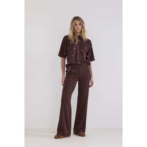 Tramontana shirt met studs chocolate C12-21-603