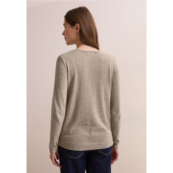 Cecil fijn brei trui wood beige 302977 13448