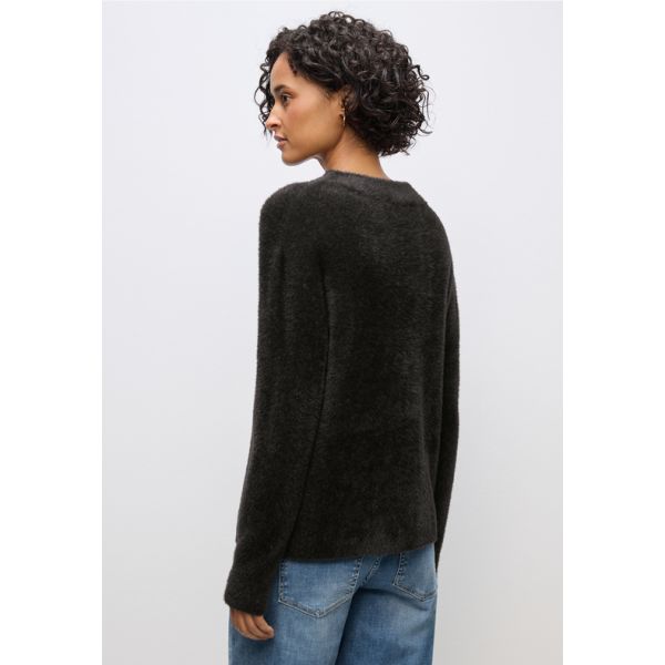 Street One fluffy trui darkest brown 303324 17103