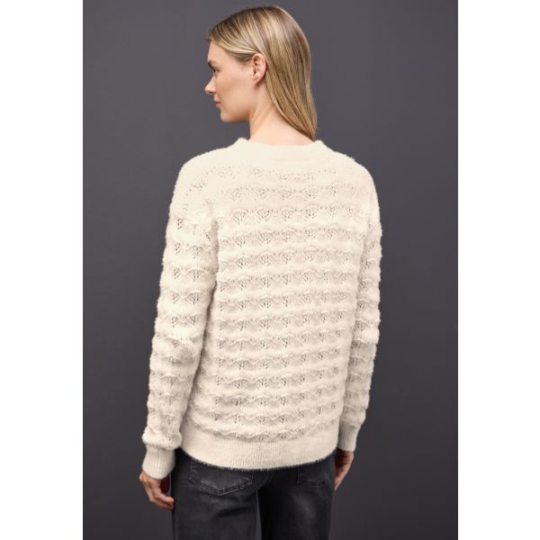 Street One ajour brei trui soft beige 303432 16351