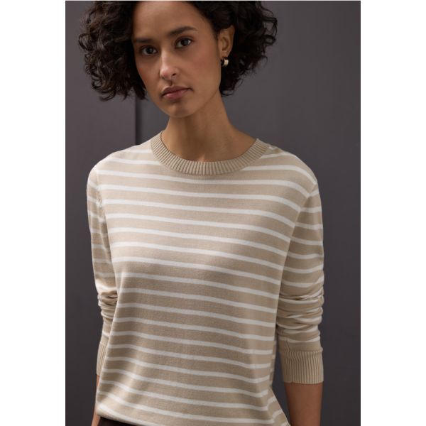 Street One streep trui cotton beige 303567 26667