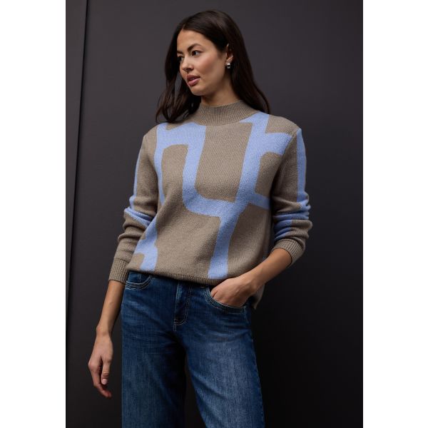 Street One jacquard trui terra mocha 303703 27463