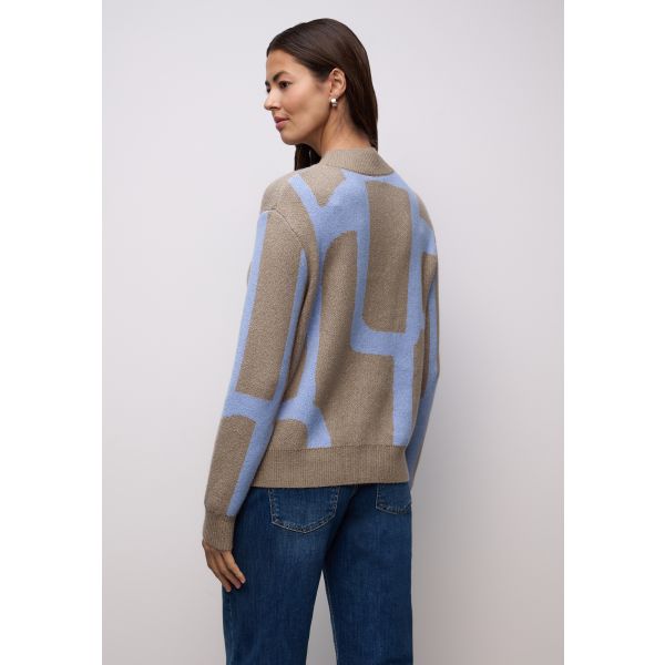 Street One jacquard trui terra mocha 303703 27463