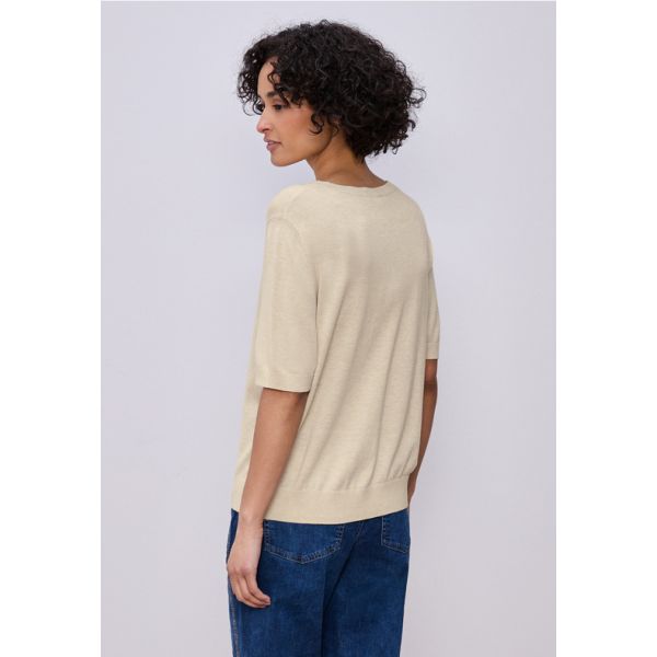 Street One korte mouw trui smoke beige 303818 1751