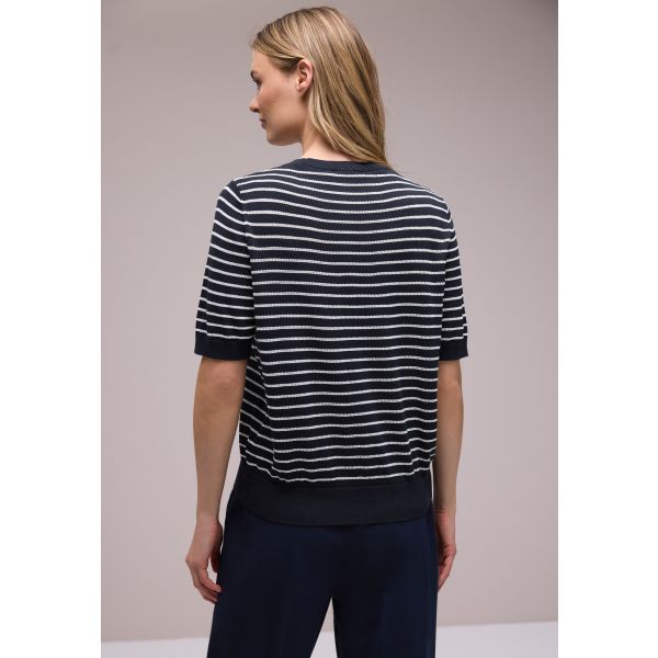 Street One streep trui shadow navy 303819 27502