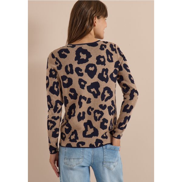 Cecil leopart print trui creamy mocha 303977 27796