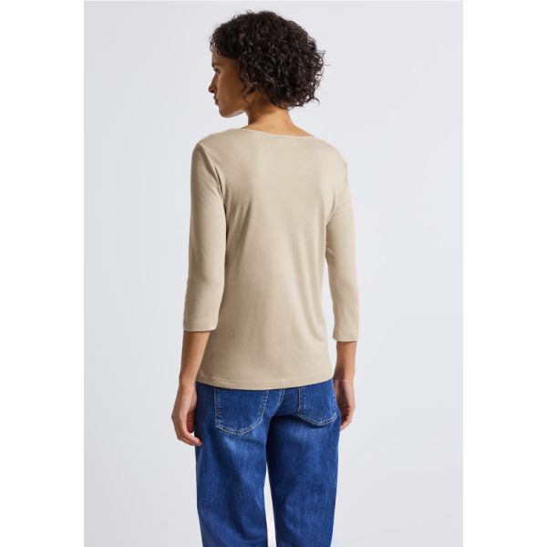 Street One 3/4 mouw shirt cotton beig 317588 16667