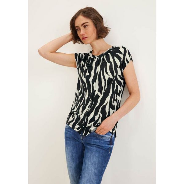 Street One zebraprint shirt zwart 320062 20001
