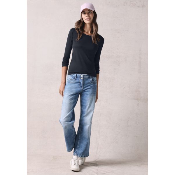 Cecil basis lange mouw shirt blue 322077 15512