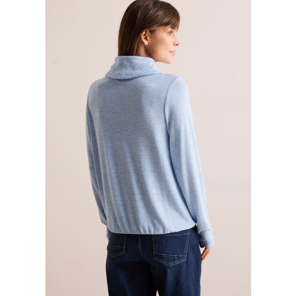 Cecil colshirt met knopen light blue 322615 16308