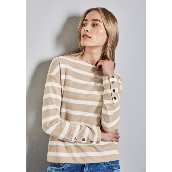 Street One streep trui sheer beige 322792 26340