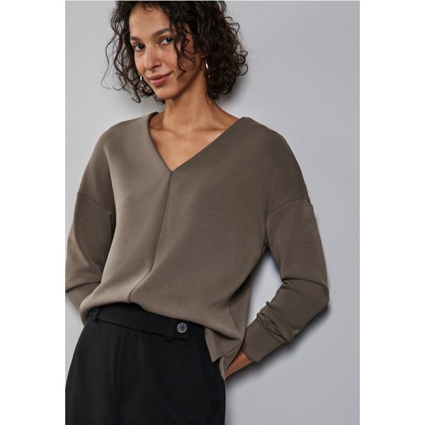 Street One v-hals sweater muddy brown 322805 16452