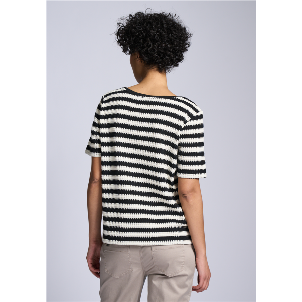 Street One brei streep shirt black 322898 20001