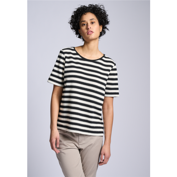 Street One brei streep shirt black 322898 20001