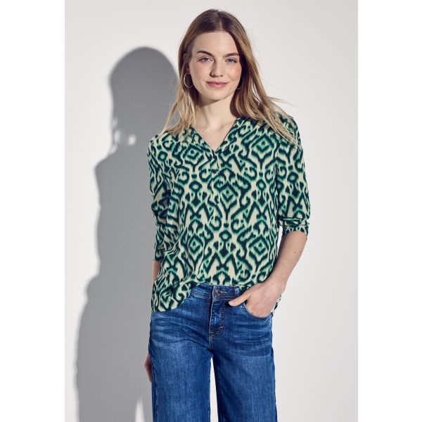 Street One print shirt hunter green 322966 35930