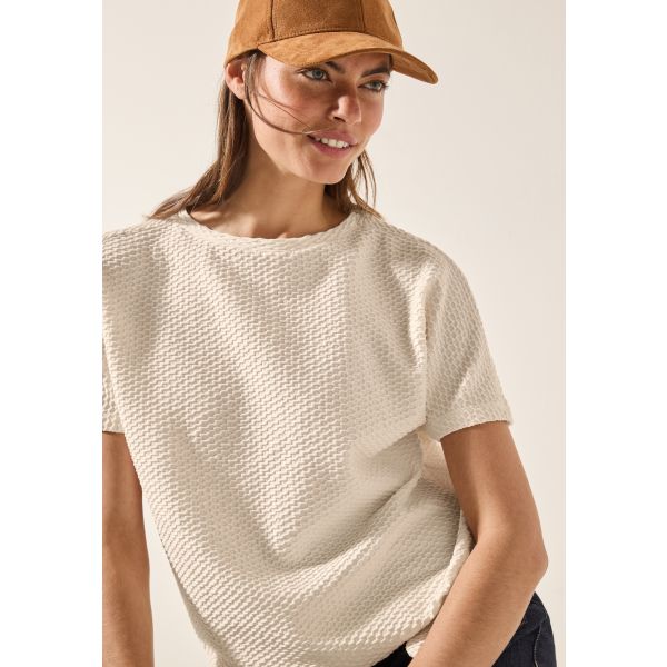 Cecil structuur shirt beige 323112 16767