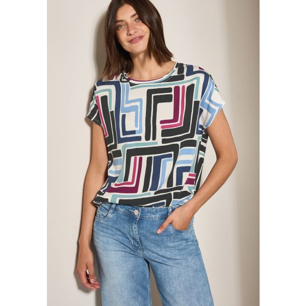 Cecil knopen print shirt alabaster white 323127 32