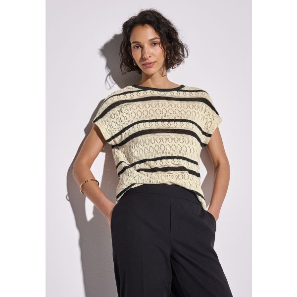 Street One ajour shirt pearl beige 323158 26783