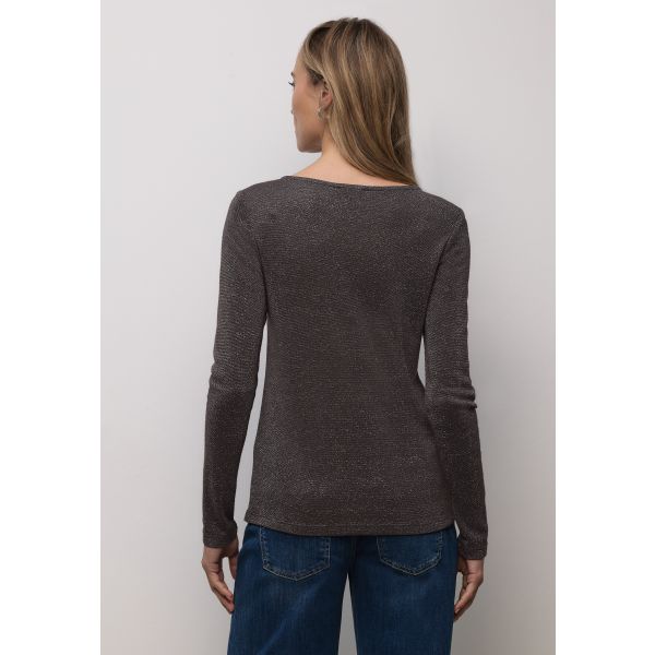 Street One glitter shirt deep roast brown 323838