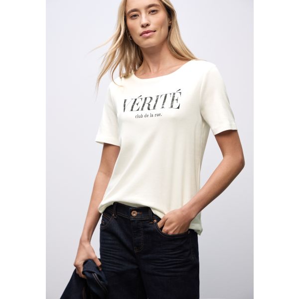 Street One shirt met tekst off white 324192 20108