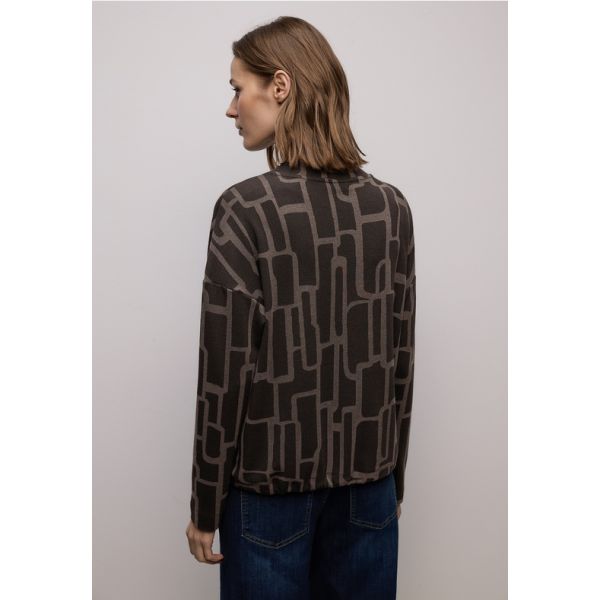 Street One print sweater darkest brown 324396 2710