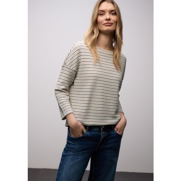Street One streep trui off white 324631 30108