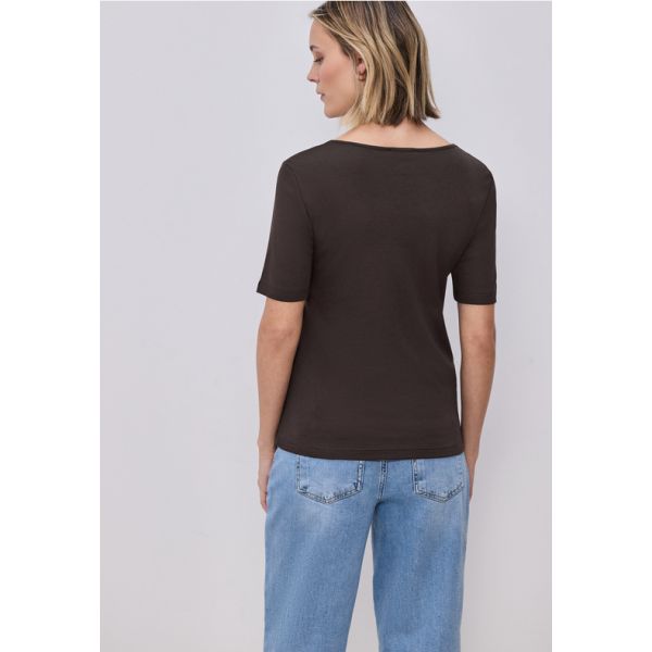 Street One heart neck shirt brown 324775 17276