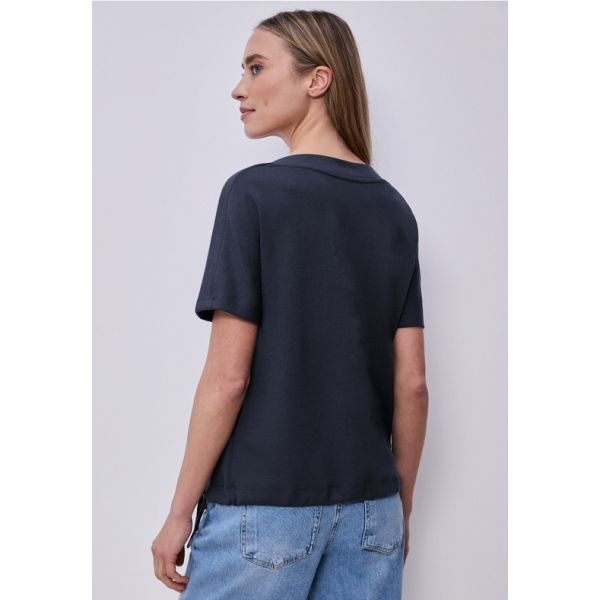 Street One boothals shirt shadow navy 324783 17502