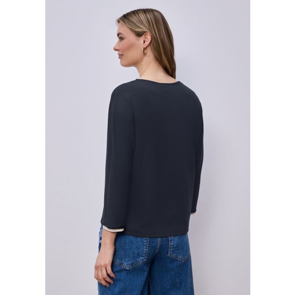 Street One 3/4 mouw shirt shadow navy 324793 17502