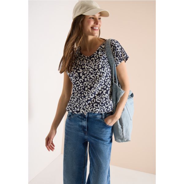 Cecil leopart print shirt dark blue 325040 36831