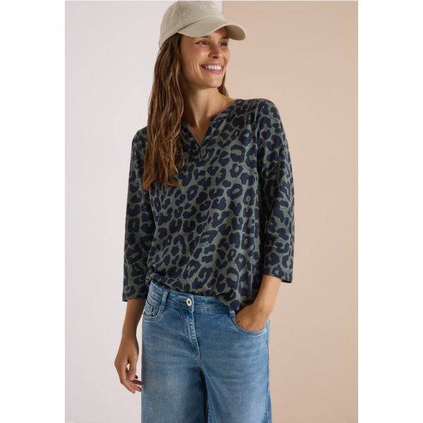 Cecil leopart print shirt olive green 325693 27798
