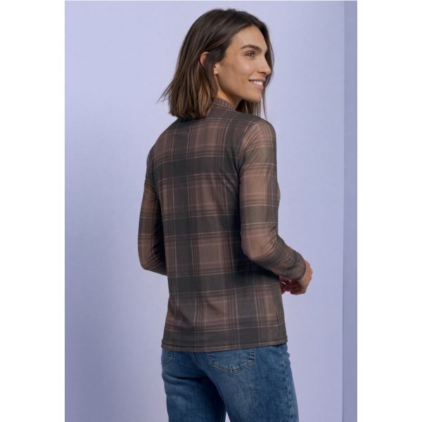 Street One ruiten mesh top sanded amber 325858 378