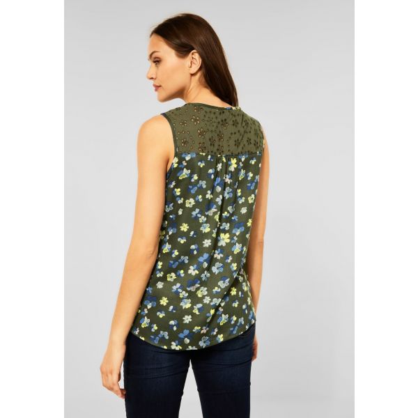Cecil print top utility olive 343197 33036