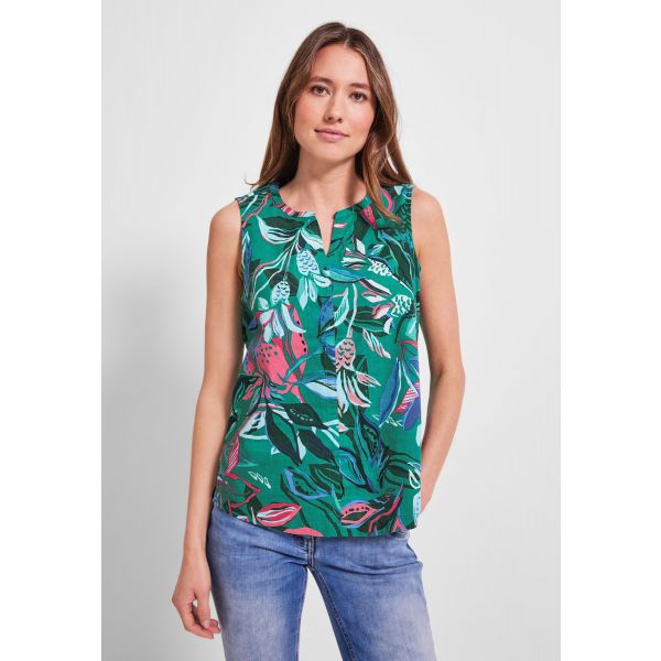 Cecil linnen blouse top trefoil green 343758 34475