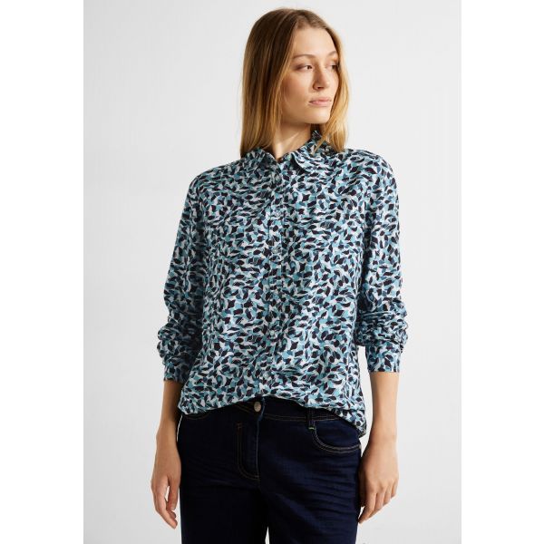 Cecil print blouse petrol blue 344256 35319