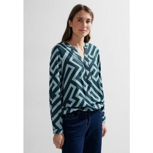 Cecil print blouse strong petrol blue 344376 25319