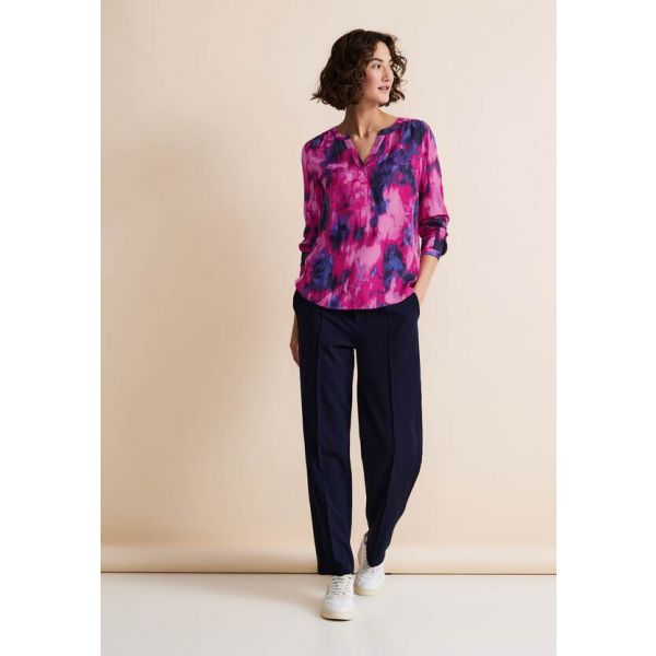 Street One print blouse bright cozy pink 344378