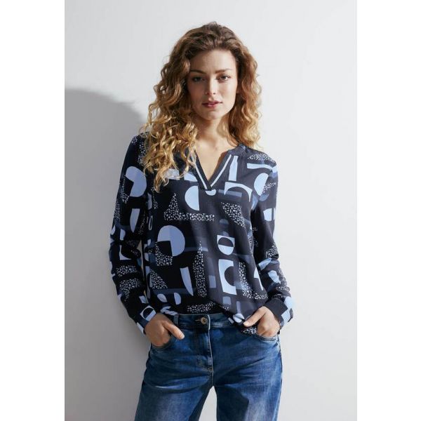 Cecil print blouse casual denim blue 344450 35453