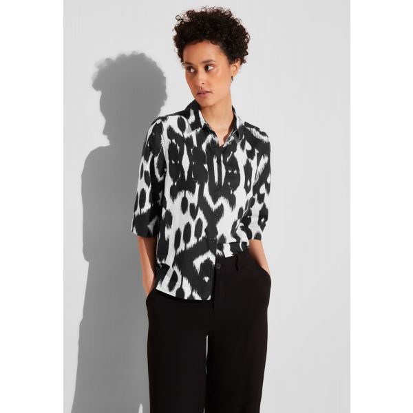 Street One linnen print blouse black 344486 20001