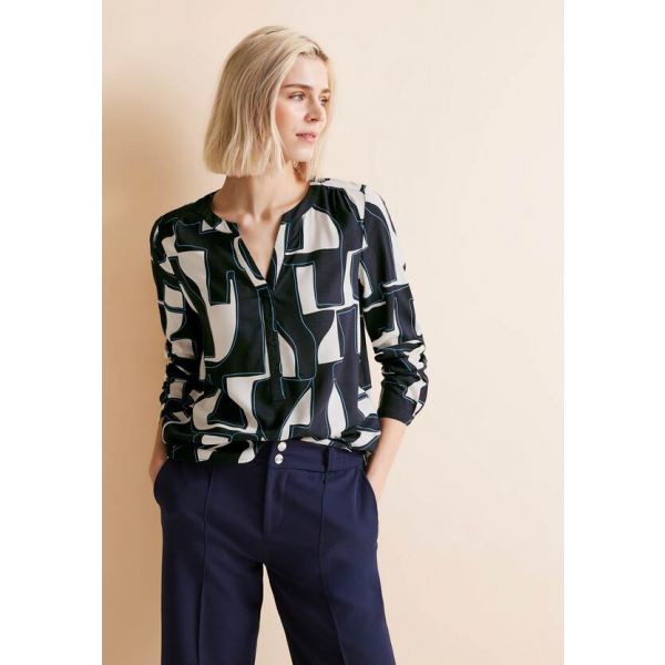 Street One print blouse deep blue 344523 31238