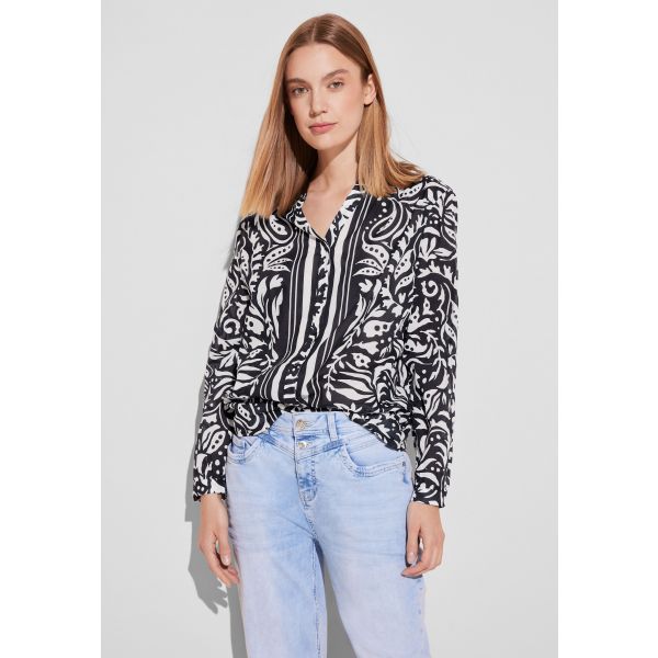 Street One print blouse deep blue 344579 21238