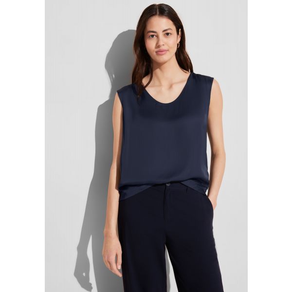 Street One satijn look top deep blue 344656 11238